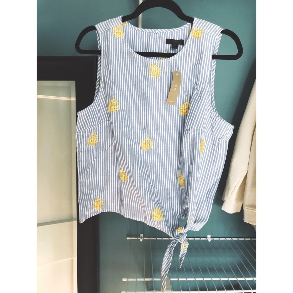 j. crew | embroidered pineapple side-tie top